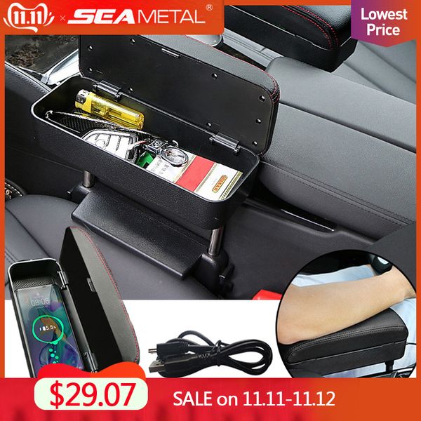 car armrest car seat gap organizer storage box wireless charge storage pocket auto interior accessories arm rest gift data line